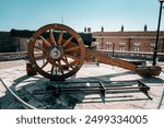 A Venetian siege cannon exhibited inside the old fortress of Corfu