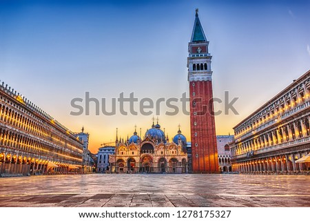 Venetian Square Piazza San Marco, evening view