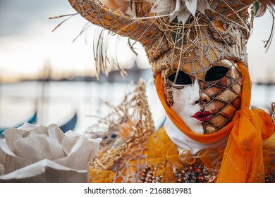Venezia at the carnival with people wearing amazing masks