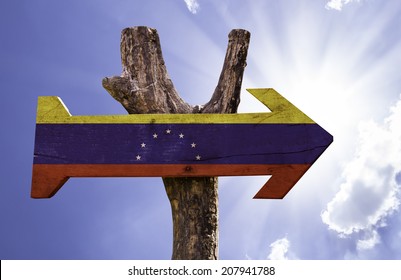 Venezuela wooden sign on a beautiful day