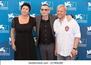 VENICE - AUGUST 29: Jasna Zalica, Ognjen Svilicic, Emir Hadzihafizbegovic 'These Are The Rules' Photocall During The 71st Venice Film Festival On August 29, 2014 In Venice.