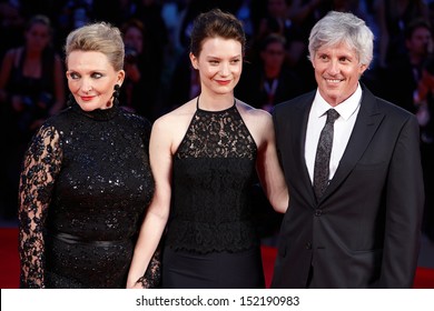 VENICE - AUGUST 29: Robyn Davidson, Mia Wasikowska, John Curran At Tracks Premiere At The 70th Venice Film Festival On August 29, 2013 In Venice.