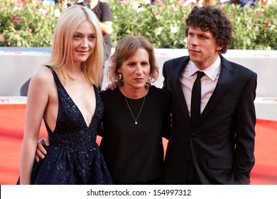 VENICE - AUGUST 31:Dakota Fanning, Kelly Reichardt, Jesse Eisenberg at 'Night Moves' premiere at the 70th Venice Film Festival on August 31, 2013 in Venice.