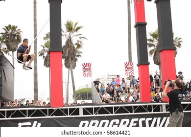 VENICE BEACH, CA - AUGUST 7, 2010: Filming of the American Ninja Warrior television series taking place at Venice Beach August 7-8 2010 Venice, CA.