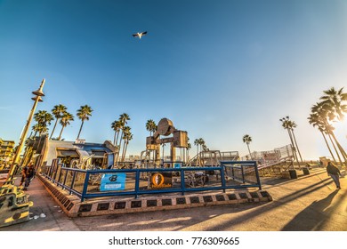 Venice, CA, USA - November 03, 2016. World Famous Muscle Beach At Sunset