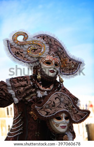 Venice carnival costume and mask.