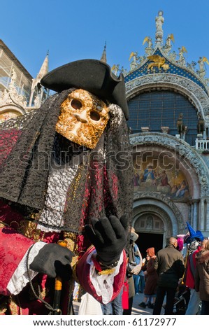 VENICE, IT - FEBRUARY 14: Unidentified disguised man posing at the Carnival of Venice February 14, 2009 in Venice, IT.