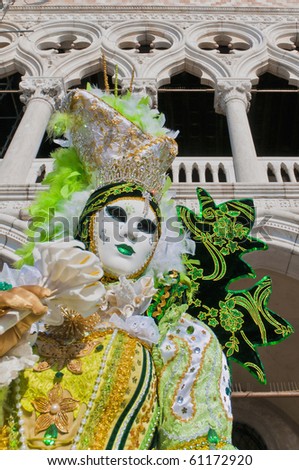 VENICE, IT - FEBRUARY 16: Unidentified disguised woman posing at the Carnival of Venice February 16, 2009 in Venice, IT.