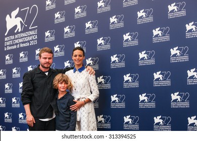 Venice, Italy - 05 September 2015: Director Brady Corbet, actors Tom Sweet and Berenice Bejo attend a photocall for 'The Childhood Of A Leader' during the 72nd Venice Film Festival