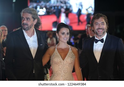 Venice, Italy. 06 September, 2017.  Fernando Leon De Aranoa, Javier Bardem And Penelope Cruz Attend The Premiere Of The Movie 'Loving Pablo' Presented Out Of Competition At The 74th Venice Film Festiv