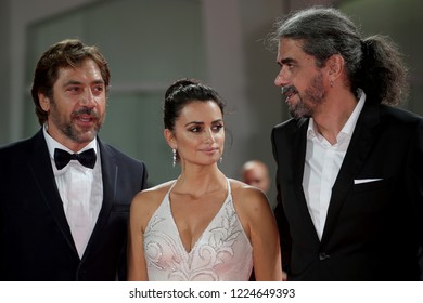 Venice, Italy. 06 September, 2017.  Fernando Leon De Aranoa, Javier Bardem And Penelope Cruz Attend The Premiere Of The Movie 'Loving Pablo' Presented Out Of Competition At The 74th Venice Film Festiv