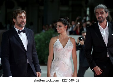 Venice, Italy. 06 September, 2017.  Fernando Leon De Aranoa, Javier Bardem And Penelope Cruz Attend The Premiere Of The Movie 'Loving Pablo' Presented Out Of Competition At The 74th Venice Film Festiv