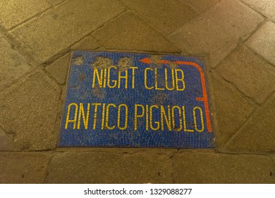 Venice, Italy - 30 June 2018: Night club Antico Pignolo in Venice, Italy