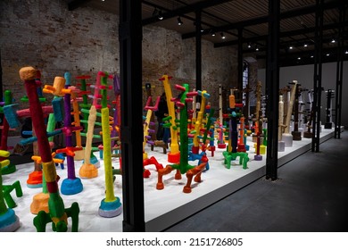 VENICE, ITALY - April 20: The National Pavilion UAE, United Arab Emirates, Installation By Mohamed Ahmed Ibrahim At The 59th International Art Exhibition Of Venice Biennale On April 20, 2022