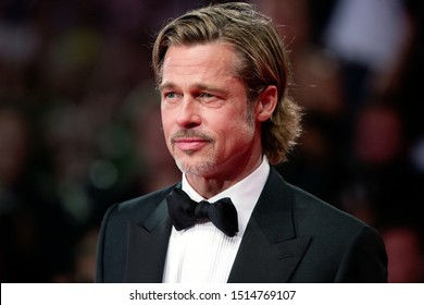VENICE, ITALY - AUGUST 29: Brad Pitt attends the premiere of the movie "Ad Astra" during the 76th Venice Film Festival on August 29, 2019 in Venice, Italy. 