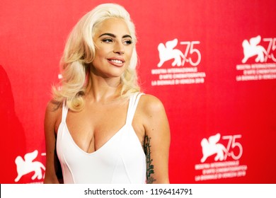 VENICE, ITALY - AUGUST 31: Lady Gaga attends the photo-call of the movie 'A Star Is Born' during the 75th Venice Film Festival on August 31, 2018 in Venice, Italy.