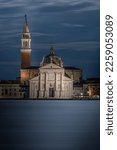 Venice, Italy. European city of Venice, tourist destination famous for canals, gondolas and history. San Giorgio at night