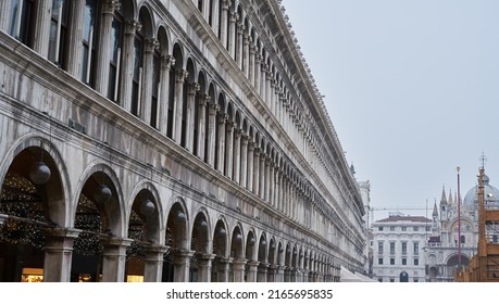 Venice, Italy - February 2019: Procuratie At Saint Marcos Square In Venice. Sightseeing In Venice