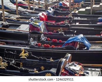 Venice, Italy. Gondola, the famous and traditional flat bottomed Venetian rowing boat - Shutterstock ID 1246329511