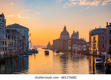 Venice italy , Grand Canal with Basilica di Santa Maria della Salute in Sunrise time - Powered by Shutterstock