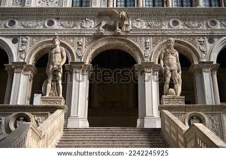 Venice, Italy - March 23 2019: Giant's Stairway of the Doge's Palace, Venice, Italy