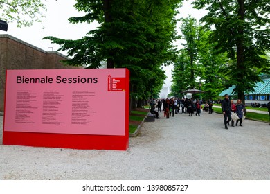 VENICE, ITALY - MAY 08: People At The 58th International Art Exhibition Of Venice Biennale Titled May You Live In Interesting Times On May 08, 2019