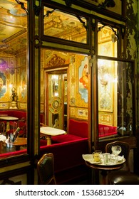 Venice, Italy - May 2018: Cafe Florian / Caffè Florian, Founded In Venice In 1720. It Is The Oldest Café In The World Situated In Saint Mark Square.