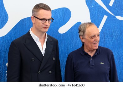 VENICE, ITALY - SEPTEMBER 02: Dario Argento And Nicolas Winding Refn During The 73th Venice Film Festival 2016 In Venice, Italy