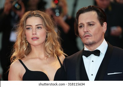 VENICE, ITALY - SEPTEMBER 04: Johnny Depp And Amber Heard During The 72th Venice Film Festival 2015 In Venice, Italy