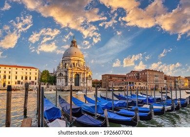 Venice Italy, sunset city skyline at Venice Grand Canal and Basilica di Santa Maria della Salute - Powered by Shutterstock