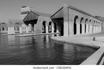 Venice, July 23, 2017: Dry Dock, Work By The Architect Jacopo Sansovino In The 16th Century.