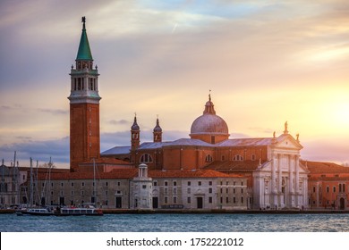 Venice looking over to San Giorgio Maggiore from near St Mark's Square in Italy. Venice Canal Grande with San Giorgio Maggiore church, Venice, Italy