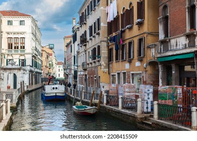 Venice, Veneto, Italy - February 19, 2020: View Of Everyday Life In The Dream Travel Destination City Venezia