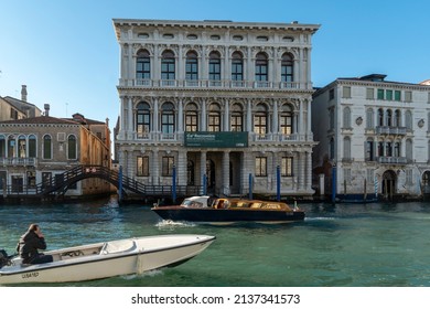 Venice Veneto Italy On January 11, 2022 Ca Rezzonico Palace At Grand Canal.