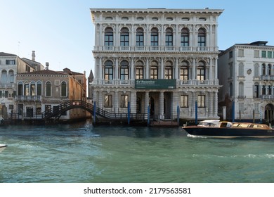 Venice Veneto Italy On January 11, 2022 Ca Rezzonico Palace At Grand Canal.