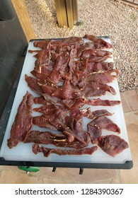 Venison Jerky Prepared To Smoke 