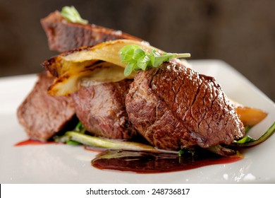 Venison Meat Steak With Vegetable