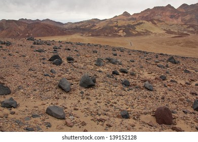 Ventifact Ridge In Death Valley Covered With Wind-shaped Rocks