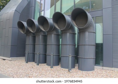 ventilation pipes located near the building. High quality photo