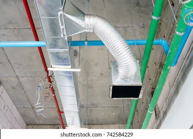 Ventilation Pipes Silver Insulation Material Hanging Stock Photo ...