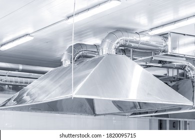 Ventilation system extraction hood supply air return for food factory industry. - Shutterstock ID 1820095715