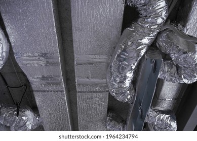 Ventilation System In A Modern Residential Apartment During The Construction Phase, No People