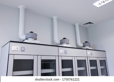 Ventilation system on the chemical cabinet for storage chemical compounds and solvent in laboratory. 