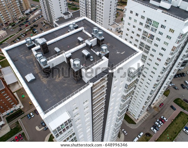 Ventilation System On Roof Apartment Building Stockfoto Jetzt Bearbeiten