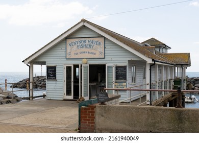 Ventnor, Isle Of Wight, UK. May 28, 2022. Ventnor Haven Fishery, Eastern Espanade. Fishmonger In Wooden Building.