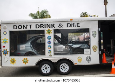 Ventura, CA: March 31, 2018: Ventura County Sheriff's Department DUI Presentation At A Ventura Street Festival To Discourage People From Drinking And Driving.  Ventura Is A City  In California.