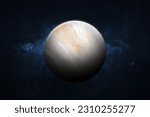 Venus, galaxy and stars. View of Venus - planet of the solar system. Galaxy, stars and planet Venus. High resolution image. This image elements furnished by NASA.