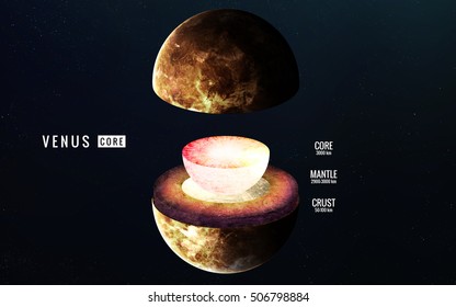 Venus inner structure. Elements of this image furnished by NASA