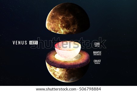 Venus inner structure. Elements of this image furnished by NASA