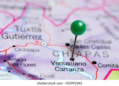 Venustiano Carranza Pinned On A Map Of Mexico
